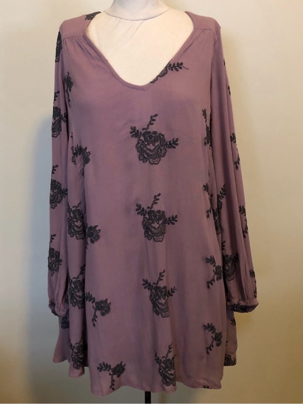 Free People Lavender Long Sleeve Floral Maxi Dress